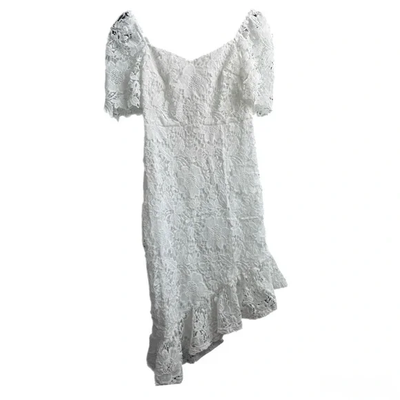 JJ’s House Lace Wedding Dress Sweetheart Asymmetrical Tea-Length NWT Size Small - Picture 2 of 10